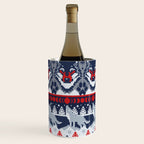 Fair isle knitting grey wolf // navy blue and grey wolves red moons and pine trees Wine Chiller Gallery Image 2