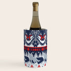 Fair isle knitting grey wolf // navy blue and grey wolves red moons and pine trees Wine Chiller Gallery Image 1