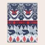 Fair isle knitting grey wolf // navy blue and grey wolves red moons and pine trees Notebook Gallery Image 4