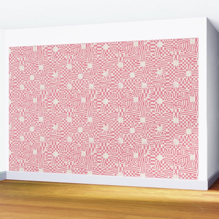 Checkered Pink Matrix Wall Mural Gallery Image 2