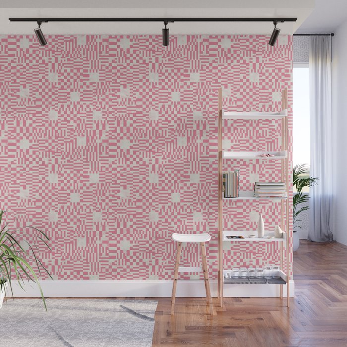 Checkered Pink Matrix Wall Mural Gallery Image 1