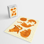 Sleepy Cozy Kitty Cats in Buttercup & Orange Jigsaw Puzzle Gallery Image 2