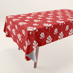 Hand-Drawn Nostalgic Floral Design in Bold Red Tablecloth Gallery Image 1