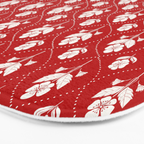 Hand-Drawn Nostalgic Floral Design in Bold Red Bath Mat Gallery Image 3