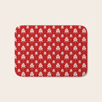 Hand-Drawn Nostalgic Floral Design in Bold Red Bath Mat Gallery Image 1