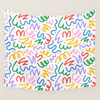 Colorful fun line doodle art pattern Wall Tapestry Gallery Image 4