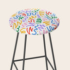 Colorful fun line doodle art pattern Stool Gallery Image 2