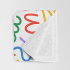 Colorful fun line doodle art pattern Throw Blanket Gallery Image 3