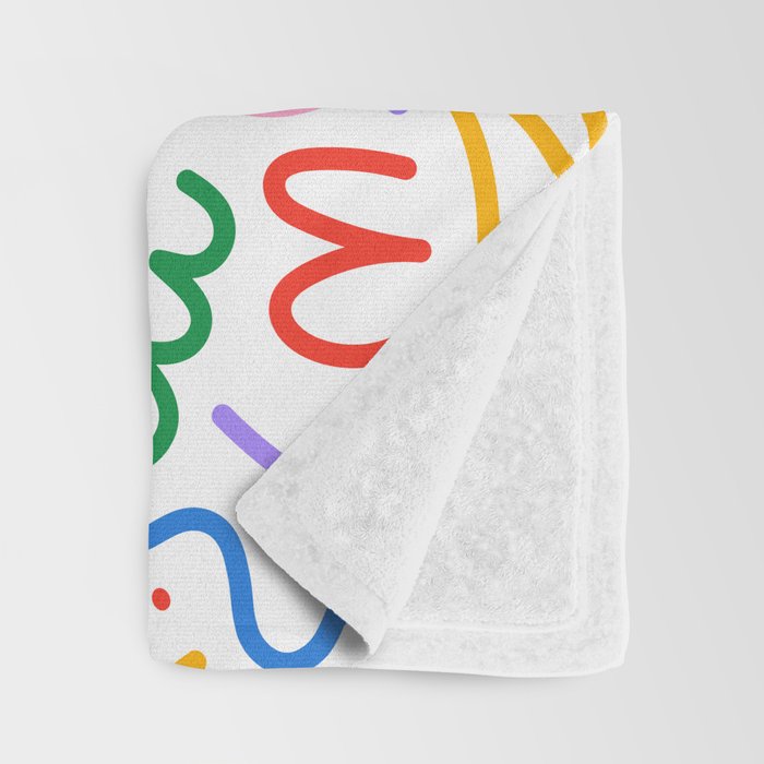 Colorful fun line doodle art pattern Throw Blanket Gallery Image 3