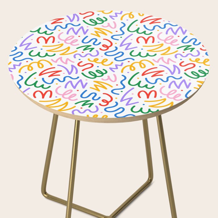 Colorful fun line doodle art pattern Side Table Gallery Image 2