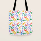 Colorful fun line doodle art pattern Tote Bag Gallery Image 1
