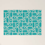 Mid Century Modern Piquet Abstract Geometric Multi Pattern in Aqua Teal Welcome Mat Gallery Image 1