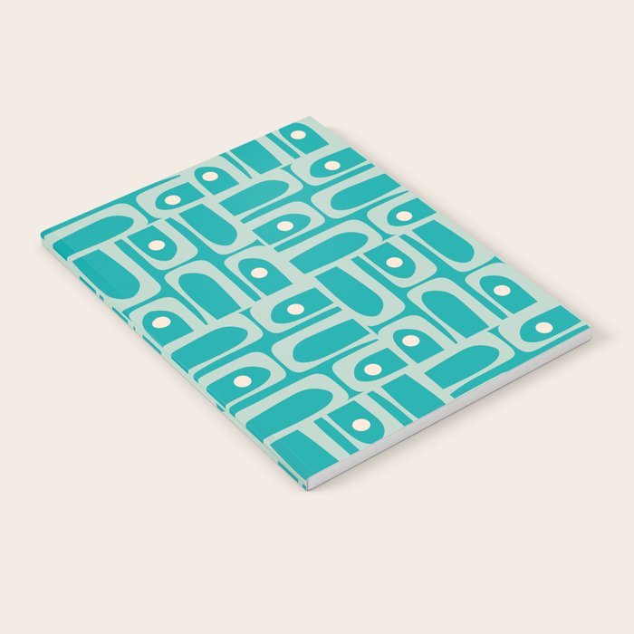Mid Century Modern Piquet Abstract Geometric Multi Pattern in Aqua Teal Notebook Gallery Image 2