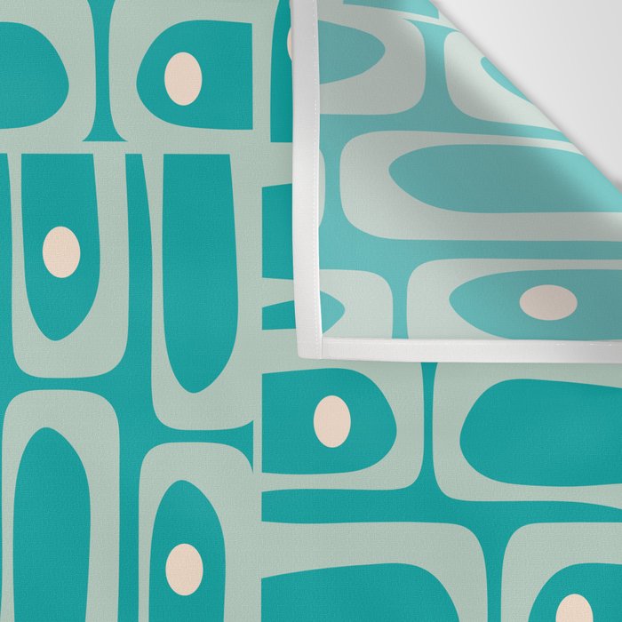 Mid Century Modern Piquet Abstract Geometric Multi Pattern in Aqua Teal Wall Tapestry Gallery Image 3