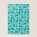 Mid Century Modern Piquet Abstract Geometric Multi Pattern in Aqua Teal Stationery Card Gallery Image 2