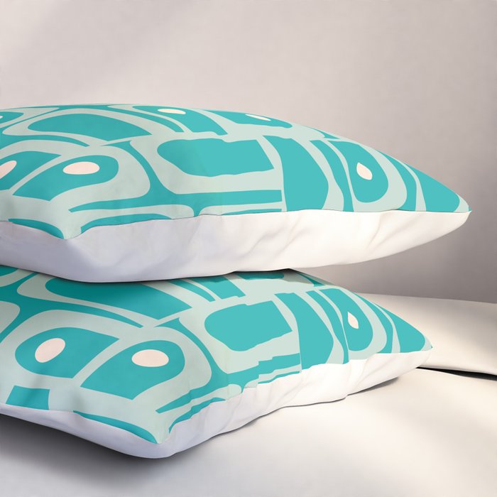 Mid Century Modern Piquet Abstract Geometric Multi Pattern in Aqua Teal Pillow Sham Gallery Image 3