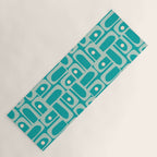 Mid Century Modern Piquet Abstract Geometric Multi Pattern in Aqua Teal Yoga Mat Gallery Image 1
