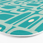 Mid Century Modern Piquet Abstract Geometric Multi Pattern in Aqua Teal Bath Mat Gallery Image 3
