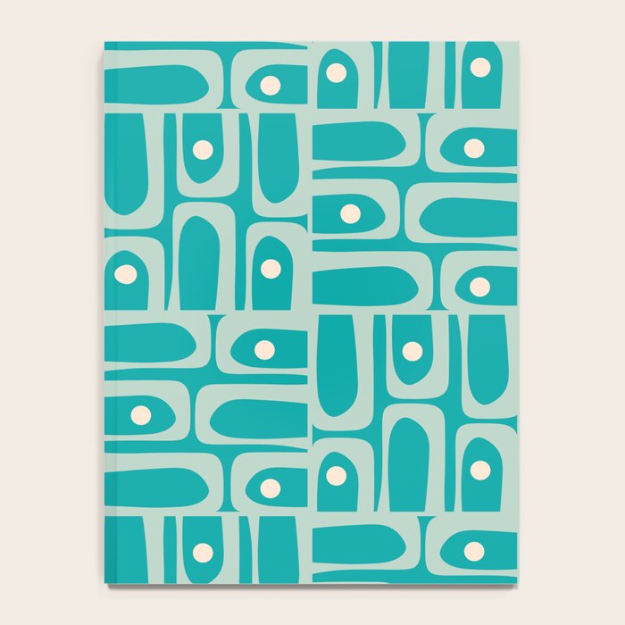 Mid Century Modern Piquet Abstract Geometric Multi Pattern in Aqua Teal Notebook Gallery Image 4