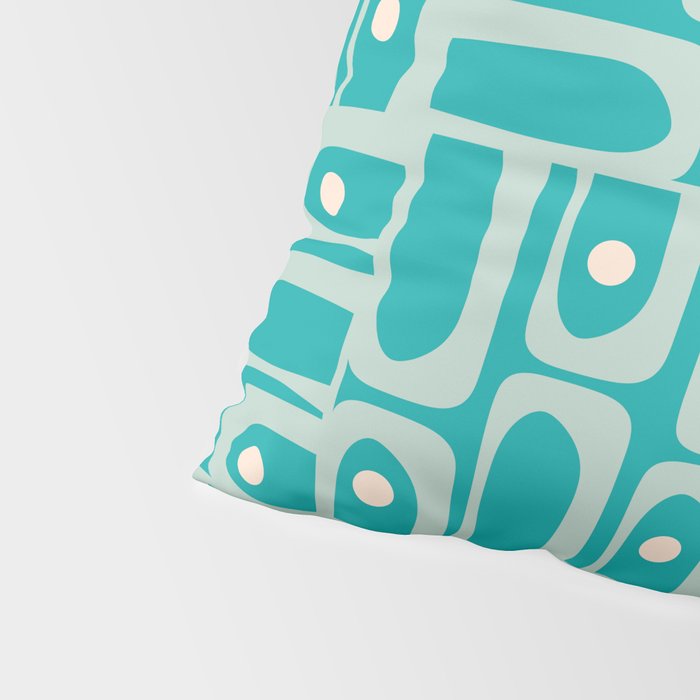 Mid Century Modern Piquet Abstract Geometric Multi Pattern in Aqua Teal Pillow Sham Gallery Image 4