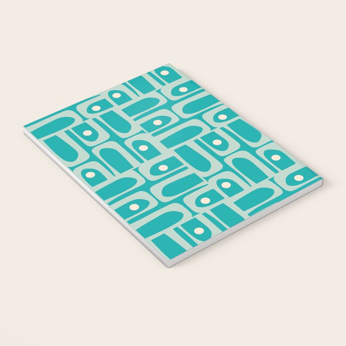 Mid Century Modern Piquet Abstract Geometric Multi Pattern in Aqua Teal Notebook Gallery Image 3