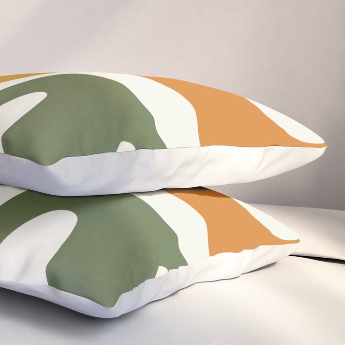 Mid Century Modern Abstract Kwaito Pattern in Moroccan Teal Orange Olive Cream Pillow Sham Gallery Image 3
