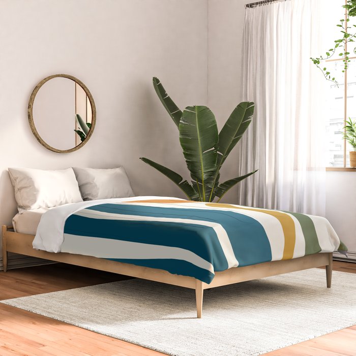 Mid Century Modern Abstract Kwaito Pattern in Moroccan Teal Orange Olive Cream Comforter Gallery Image 2