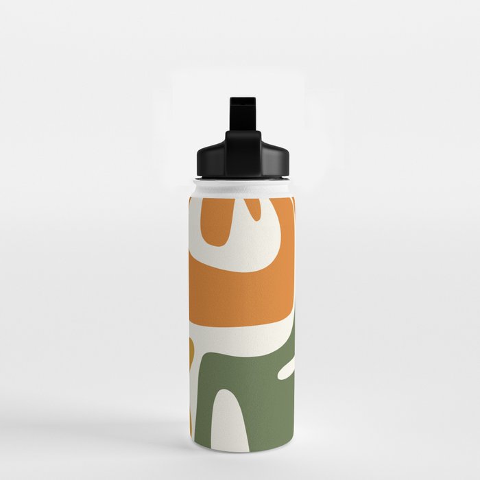 Mid Century Modern Abstract Kwaito Pattern in Moroccan Teal Orange Olive Cream Water Bottle Gallery Image 2