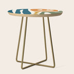 Mid Century Modern Abstract Kwaito Pattern in Moroccan Teal Orange Olive Cream Side Table Gallery Image 1