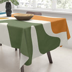 Mid Century Modern Abstract Kwaito Pattern in Moroccan Teal Orange Olive Cream Tablecloth Gallery Image 3