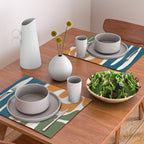 Mid Century Modern Abstract Kwaito Pattern in Moroccan Teal Orange Olive Cream Placemat Gallery Image 2
