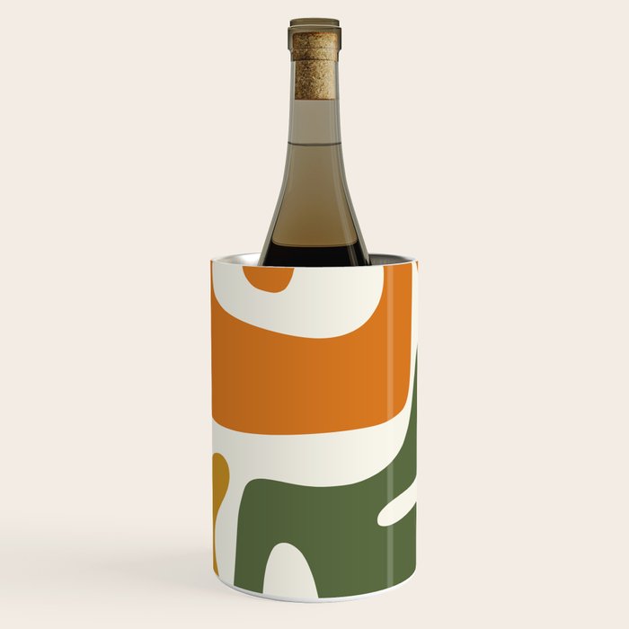 Mid Century Modern Abstract Kwaito Pattern in Moroccan Teal Orange Olive Cream Wine Chiller Gallery Image 3