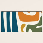 Mid Century Modern Abstract Kwaito Pattern in Moroccan Teal Orange Olive Cream Desk Mat Gallery Image 3