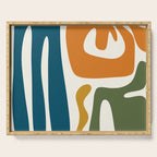 Mid Century Modern Abstract Kwaito Pattern in Moroccan Teal Orange Olive Cream Serving Tray Gallery Image 1
