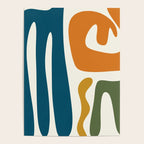 Mid Century Modern Abstract Kwaito Pattern in Moroccan Teal Orange Olive Cream Poster Gallery Image 4