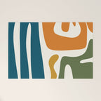 Mid Century Modern Abstract Kwaito Pattern in Moroccan Teal Orange Olive Cream Welcome Mat Gallery Image 1