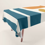 Mid Century Modern Abstract Kwaito Pattern in Moroccan Teal Orange Olive Cream Tablecloth Gallery Image 1