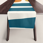 Mid Century Modern Abstract Kwaito Pattern in Moroccan Teal Orange Olive Cream Table Runner Gallery Image 1