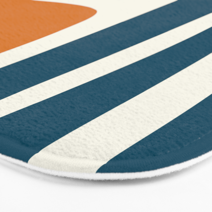 Mid Century Modern Abstract Kwaito Pattern in Moroccan Teal Orange Olive Cream Bath Mat Gallery Image 3