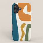 Mid Century Modern Abstract Kwaito Pattern in Moroccan Teal Orange Olive Cream iPhone Case Gallery Image 1