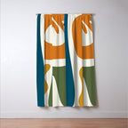 Mid Century Modern Abstract Kwaito Pattern in Moroccan Teal Orange Olive Cream Window Curtain Gallery Image 3
