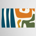 Mid Century Modern Abstract Kwaito Pattern in Moroccan Teal Orange Olive Cream Tablecloth Gallery Image 2