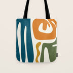 Mid Century Modern Abstract Kwaito Pattern in Moroccan Teal Orange Olive Cream Tote Bag Gallery Image 1