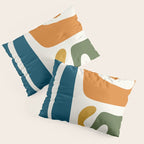 Mid Century Modern Abstract Kwaito Pattern in Moroccan Teal Orange Olive Cream Pillow Sham Gallery Image 3
