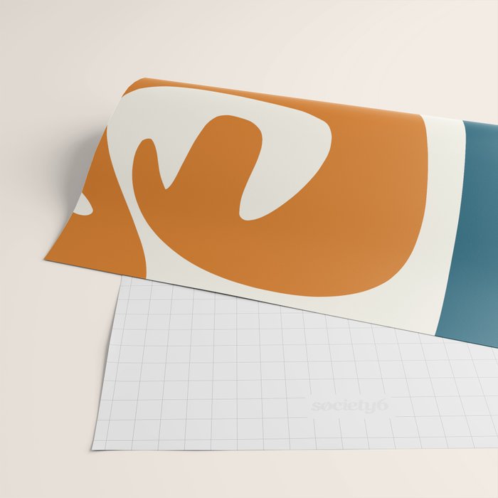 Mid Century Modern Abstract Kwaito Pattern in Moroccan Teal Orange Olive Cream Wrapping Paper Gallery Image 2