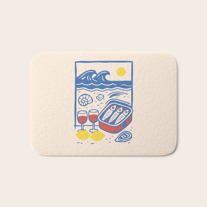Sardines, Lemons and Wine at the Beach Bath Mat Gallery Image 1