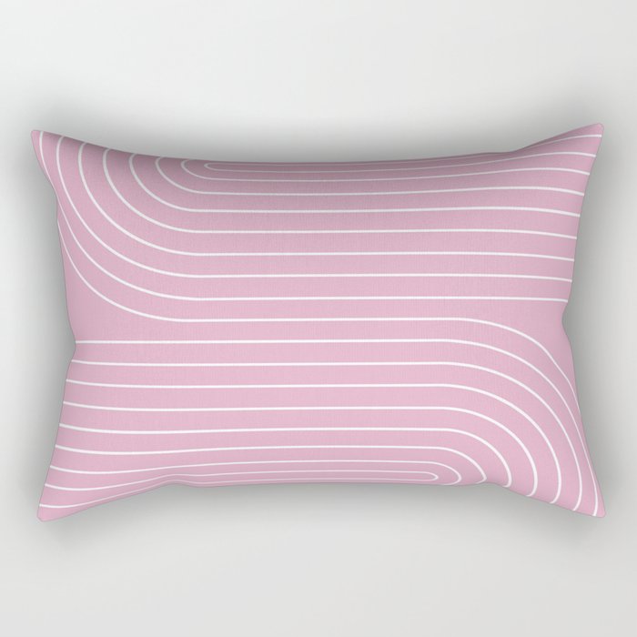 Minimal Line Curvature LXXVI Blush Pink Mid Century Modern Arch Abstract Rectangular Pillow Gallery Image 2