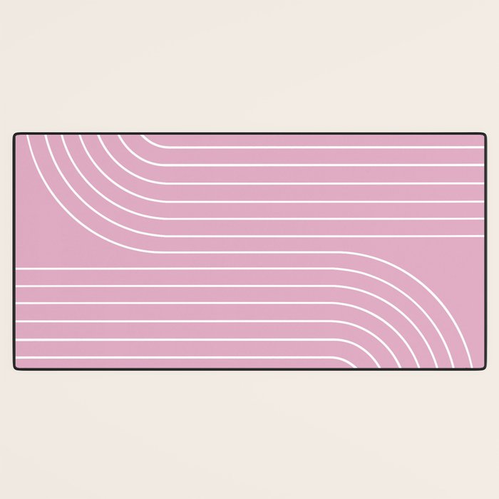 Minimal Line Curvature LXXVI Blush Pink Mid Century Modern Arch Abstract Desk Mat Gallery Image 3