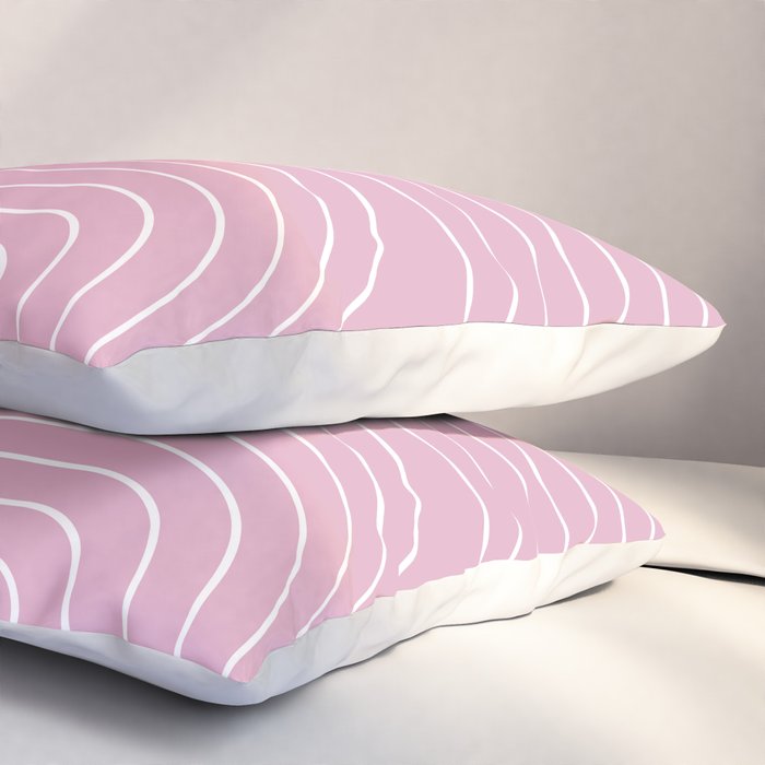 Minimal Line Curvature LXXVI Blush Pink Mid Century Modern Arch Abstract Pillow Sham Gallery Image 3