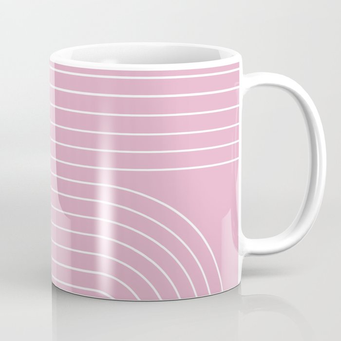 Minimal Line Curvature LXXVI Blush Pink Mid Century Modern Arch Abstract Coffee Mug Gallery Image 1